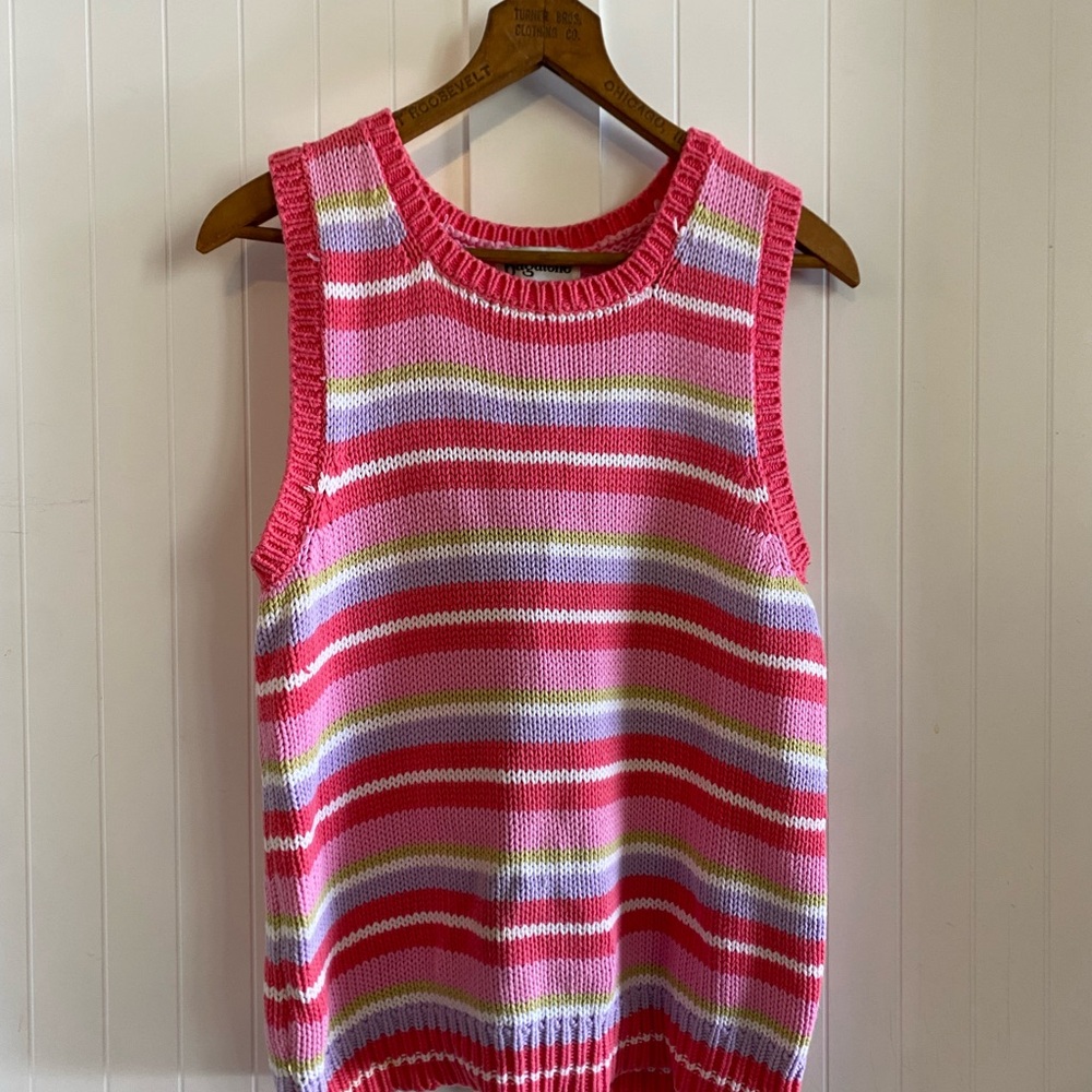 bagatelle Pink Multicolor Striped Knit Sleeveless Vest